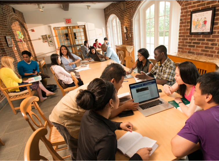 Group of working students